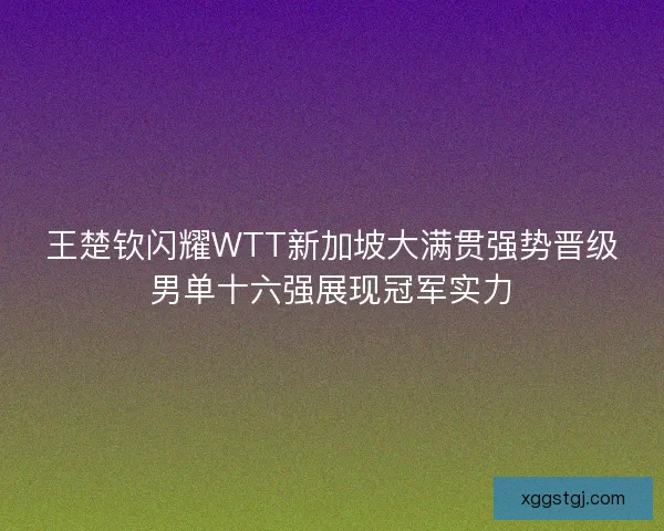 王楚钦闪耀WTT新加坡大满贯强势晋级男单十六强展现冠军实力