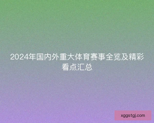 2024年国内外重大体育赛事全览及精彩看点汇总